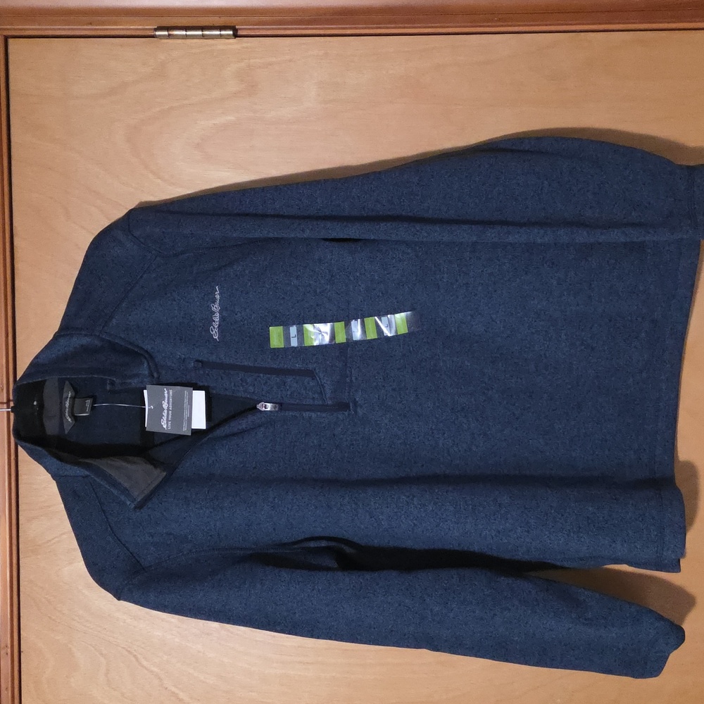 NEW Eddie Bauer Blue Heather Quarter-Zip Sweater L - Picture 5 of 5